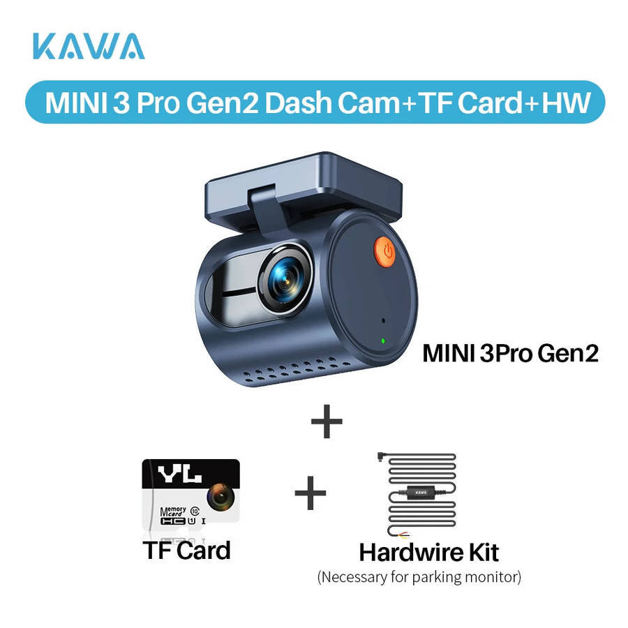 KAWA MINI3 Pro Gen2 Wifi Mobile App Car Dvr 2K - Super Capacitor (10009018)