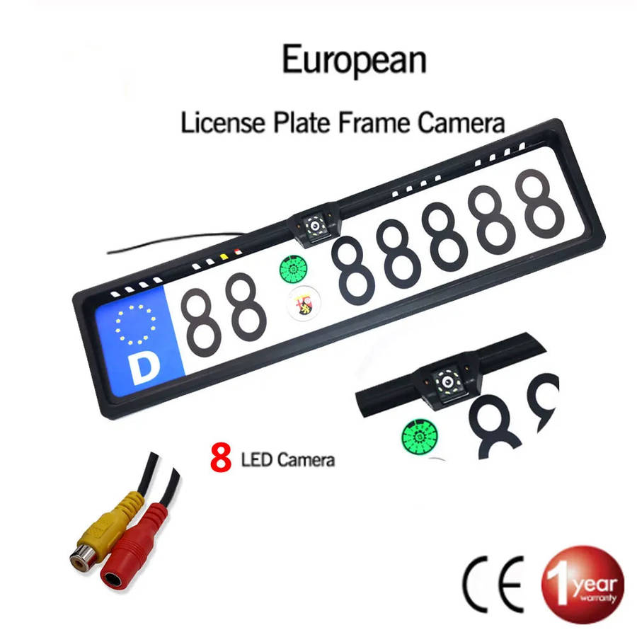 Car Rear View Camera EU European License Plate Frame Waterproof Night Vision 8 LED light (10005069)
