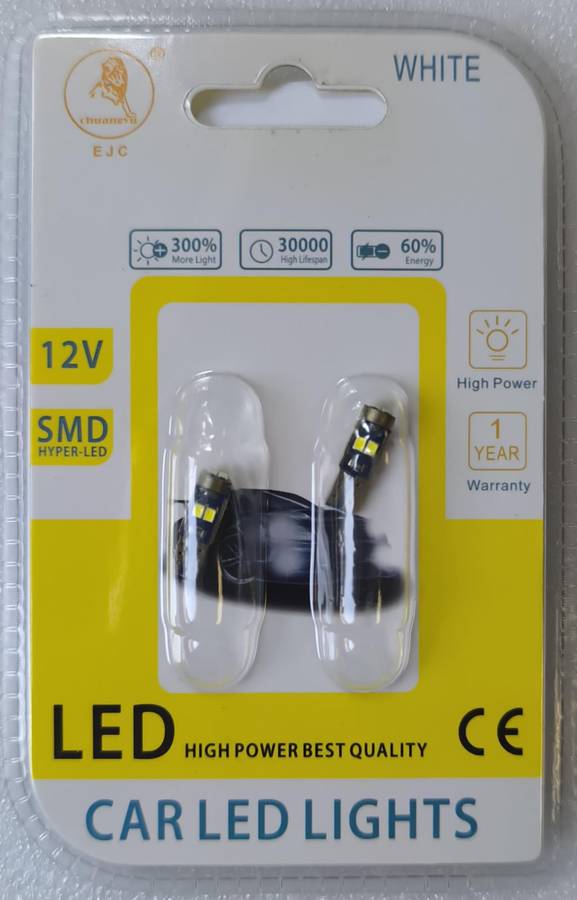 T5 6SMD 2016 Cool White Chip Canbus Car LED Bulb Kit (10005482)