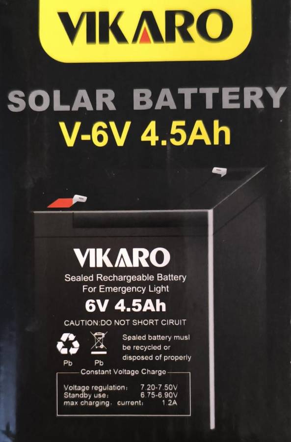 VIKARO 4.5ah 6v Rechargeable Solar Battery - High-Quality Battery for Solar-Powered Systems