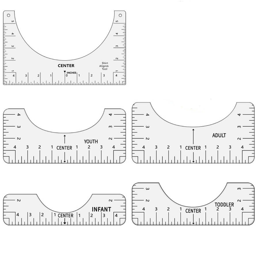 Shirt Ruler Guide Alignment Tool - 5 Piece set
