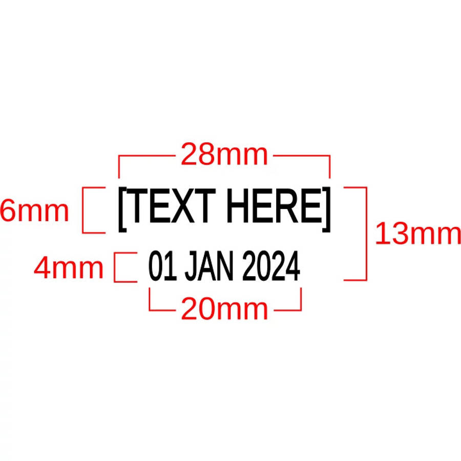 Custom Text + Dater Rubber Stamp  Self-inking - Black