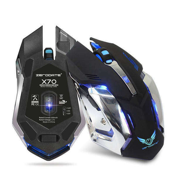 Zerodate Rechargeable Wireless Gaming Mouse - white