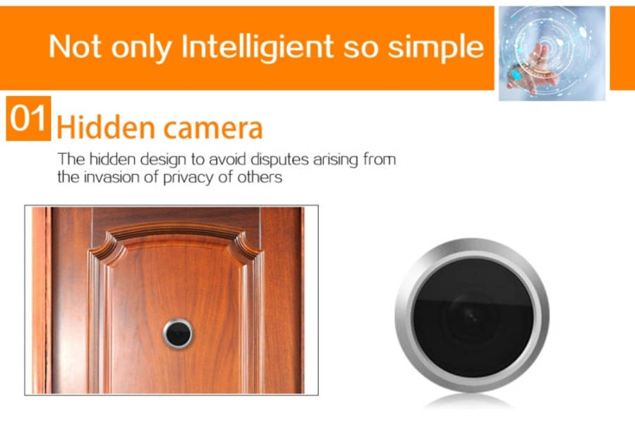 YB-30BH 3 inch Screen 1.0MP Security Camera Taking Picture Door Peephole, Support TF Card(Black)