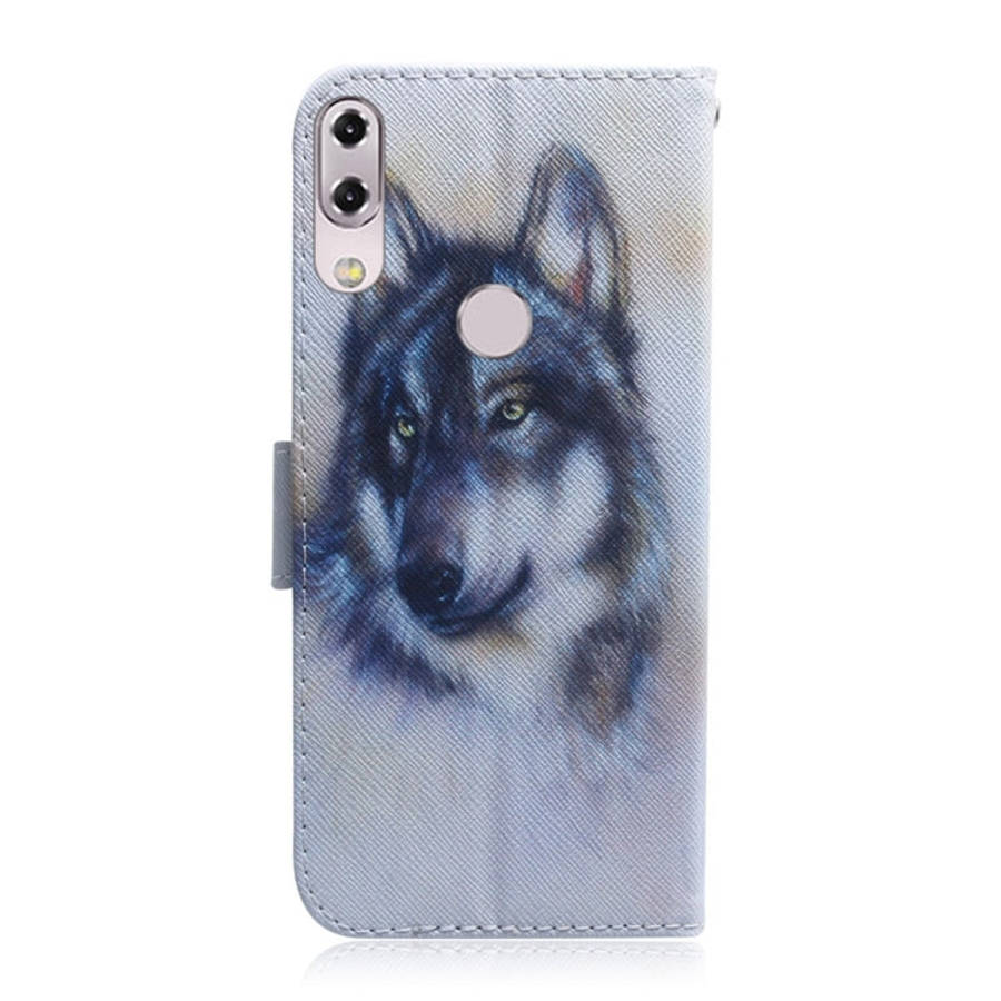 White Wolf Pattern Coloured Drawing Horizontal Flip Leather Case for Asus Zenfone 5z ZS620KL / Ze...