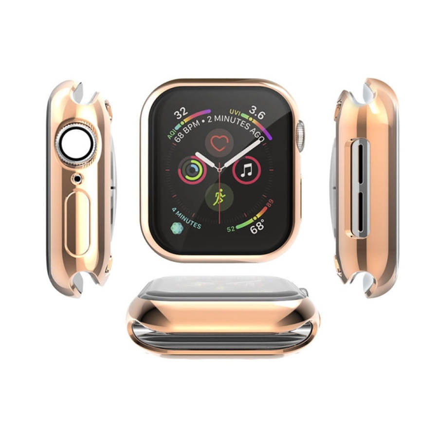 Full Coverage Plating TPU Case For Apple Watch Series 6 / 5 / 4 / Watch SE 44mm(Rose Gold)