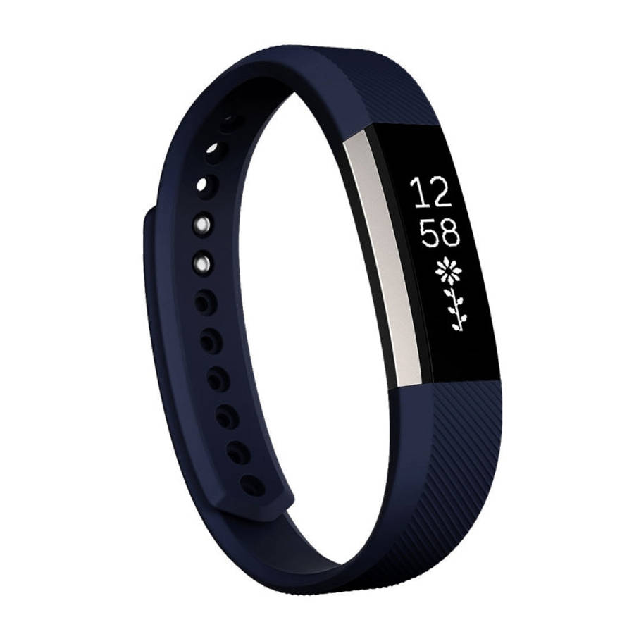 For Fitbit Alta Watch Oblique Texture Silicone Watchband, Large Size, Length: about 22cm(Dark Blue)