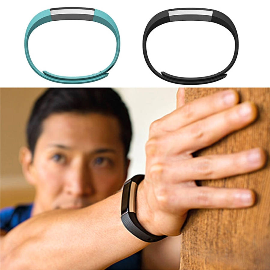 For Fitbit Alta Watch Oblique Texture Silicone Watchband, Large Size, Length: about 22cm(Dark Blue)