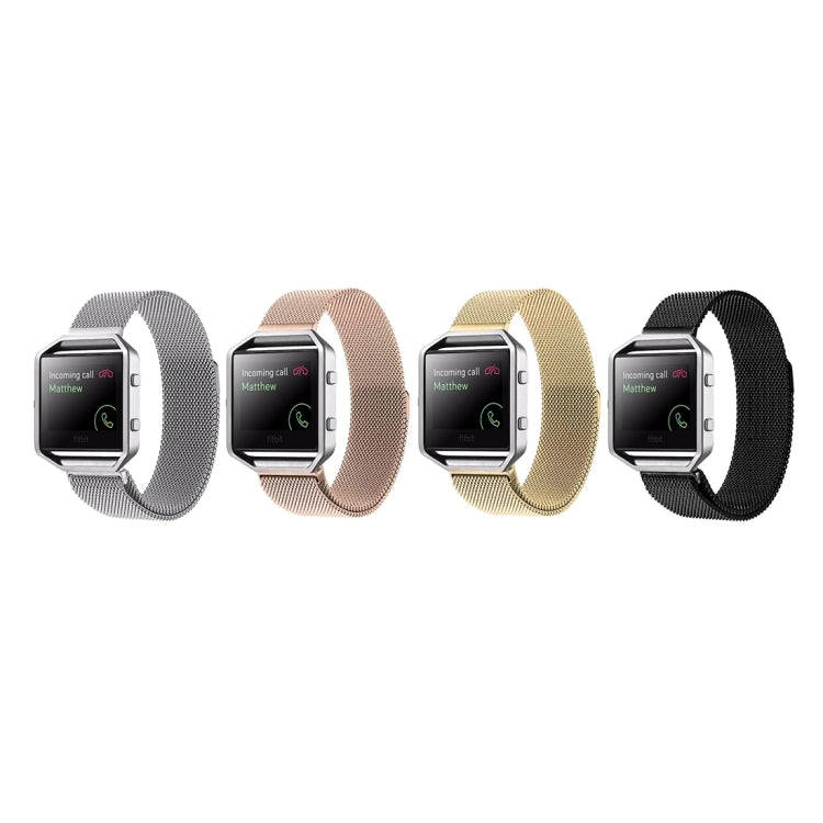 For Fitbit Blaze Watch Loop Magnetic Closure Clasp Stainless Steel Watchband(Black)