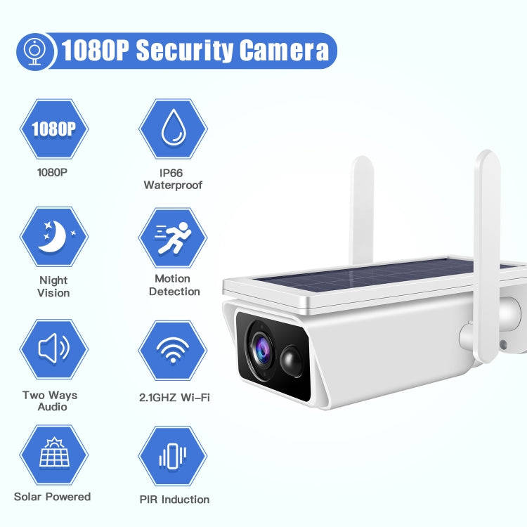 T13-2 1080P HD Solar Powered 2.4GHz WiFi Security Camera without Battery, Support Motion Detectio...