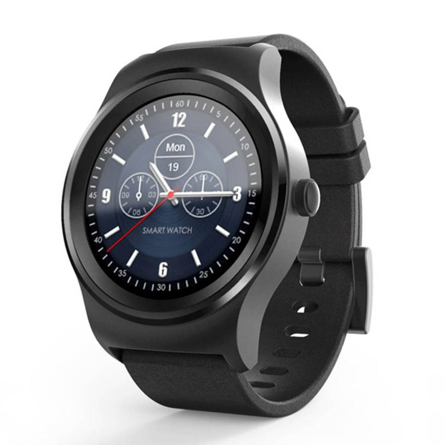 SMA-Round 1.28 inch Color Touch Screen Bluetooth Leather Strap Smart Watch, Waterproof, Support V...