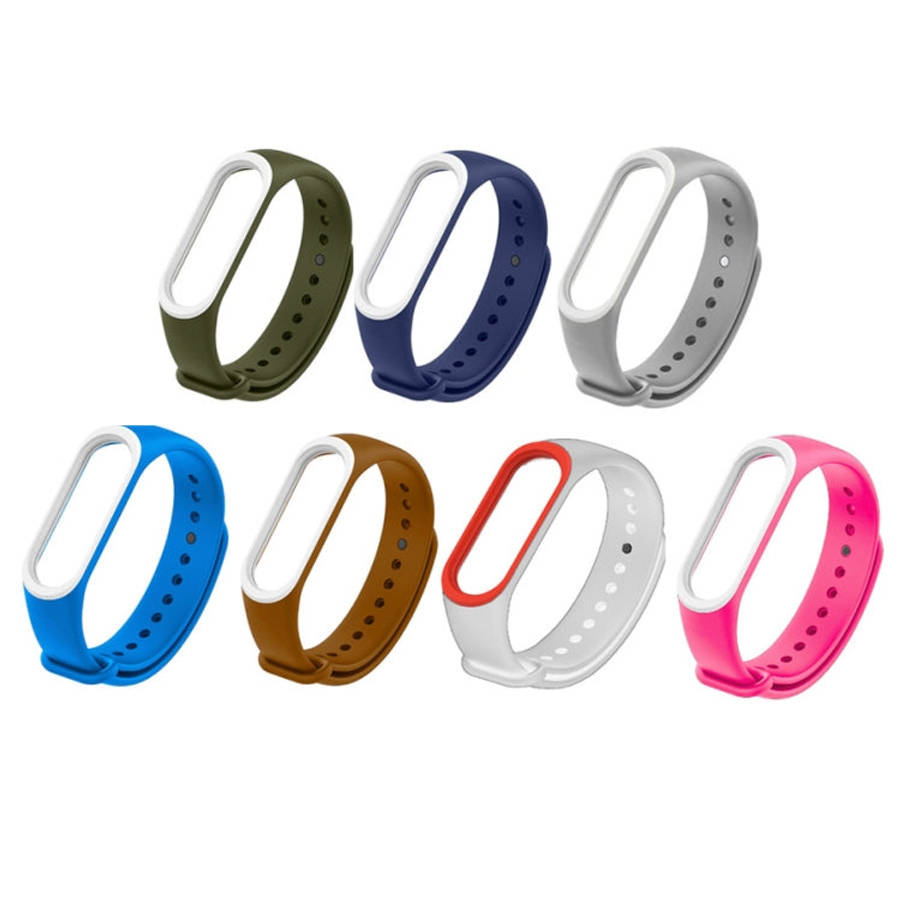 Colorful Silicone Watch Band for Xiaomi Mi Band 3 & 4 (Pink+White)