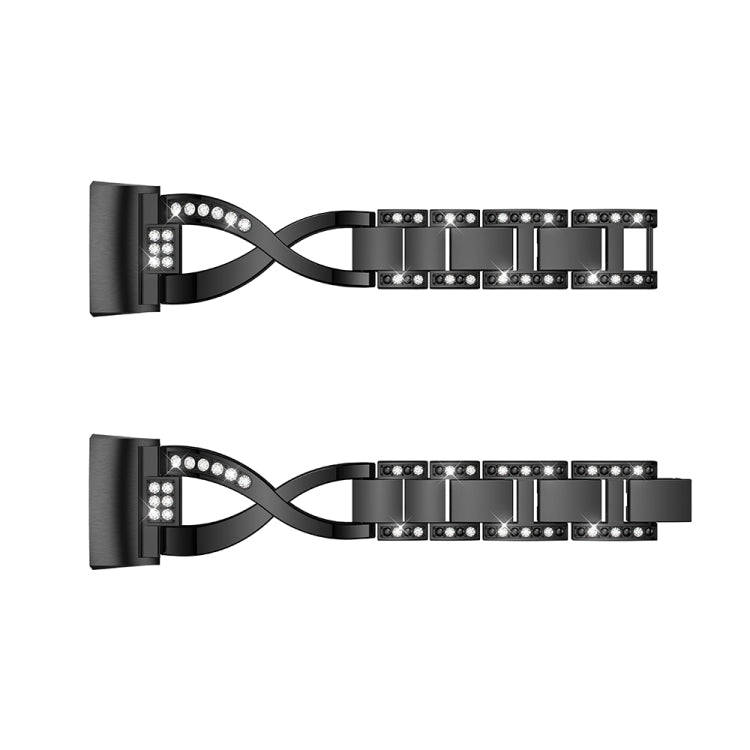 X-shaped Diamond-studded Metal Steel Watch Band for Fitbit Charge 3(Black)
