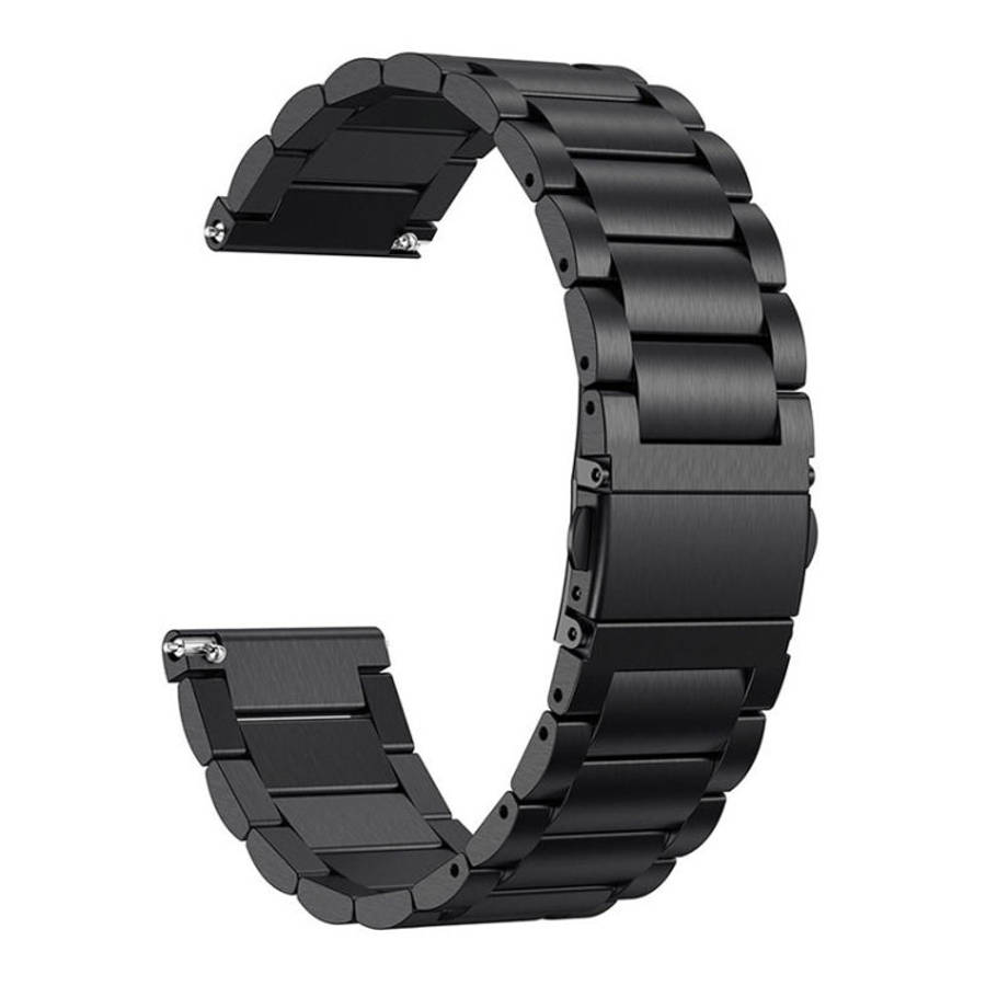 3-Beads Slingshot Buckle Solid Stainless Steel Watch Band for Galaxy Watch Active 20mm(Black)