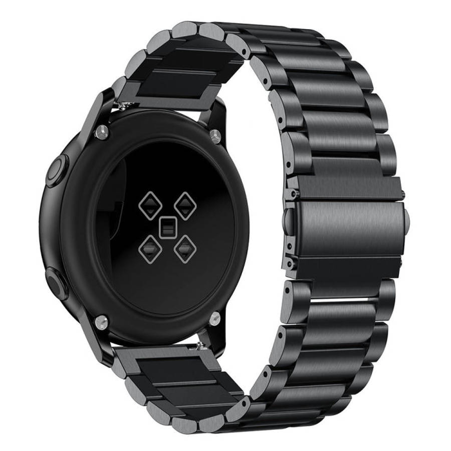 3-Beads Slingshot Buckle Solid Stainless Steel Watch Band for Galaxy Watch Active 20mm(Black)