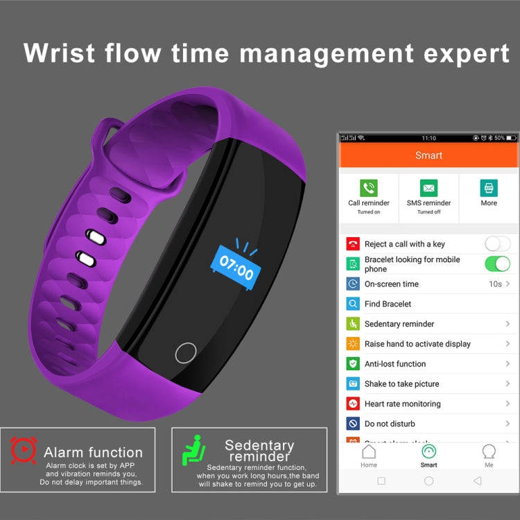 QS01 0.96 inches TFT Color Screen Smart Bracelet IP67 Waterproof, Support Call Reminder /Heart Ra...