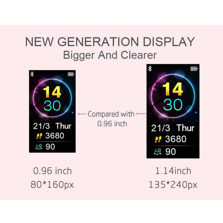 TD19 1.14 inches IPS Screen Smart Bracelet IP67 Waterproof, Support Call Reminder / Heart Rate Mo...