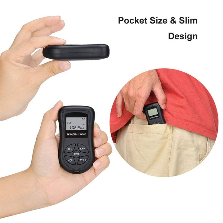 HRD-107 DSP Digital Display Portable Stereo FM Radio with Headset(Black)