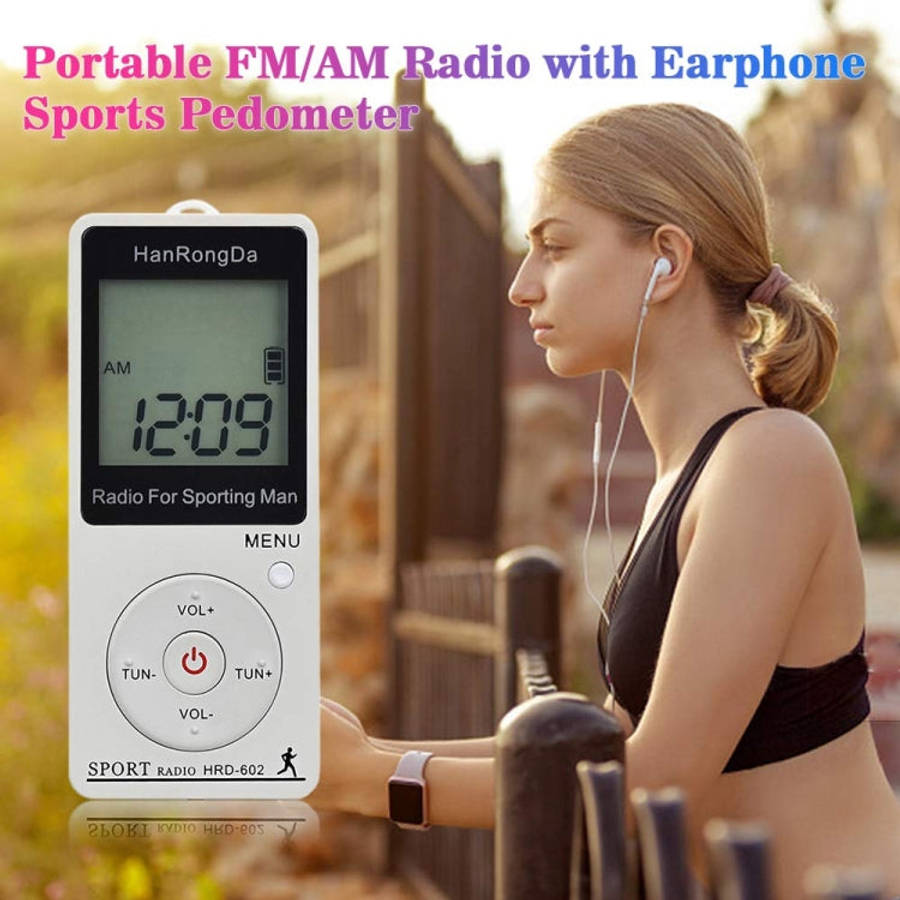 HRD-602 Digital Display FM AM Mini Sports Radio with Step Counting Function (Black)