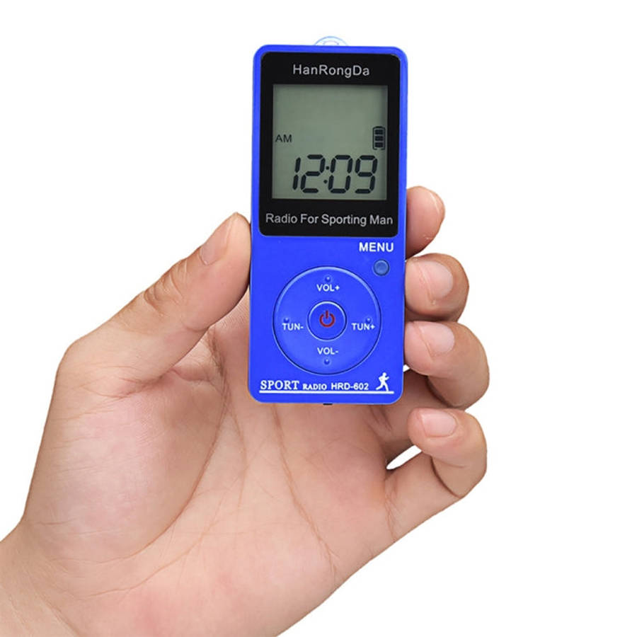 HRD-602 Digital Display FM AM Mini Sports Radio with Step Counting Function (Blue)