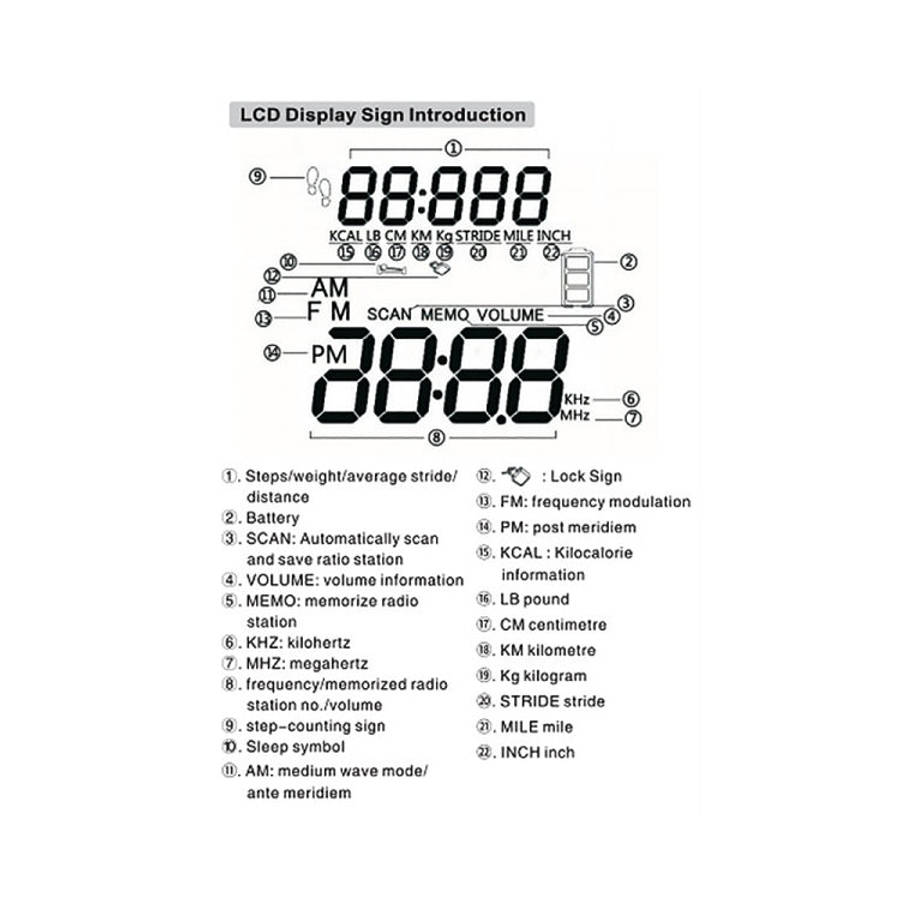 HRD-602 Digital Display FM AM Mini Sports Radio with Step Counting Function (Blue)