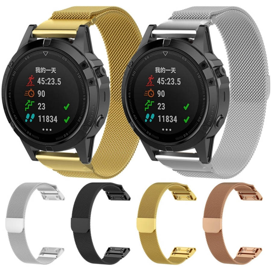 For Garmin Fenix 7S Milanese Watch Band (Gold)