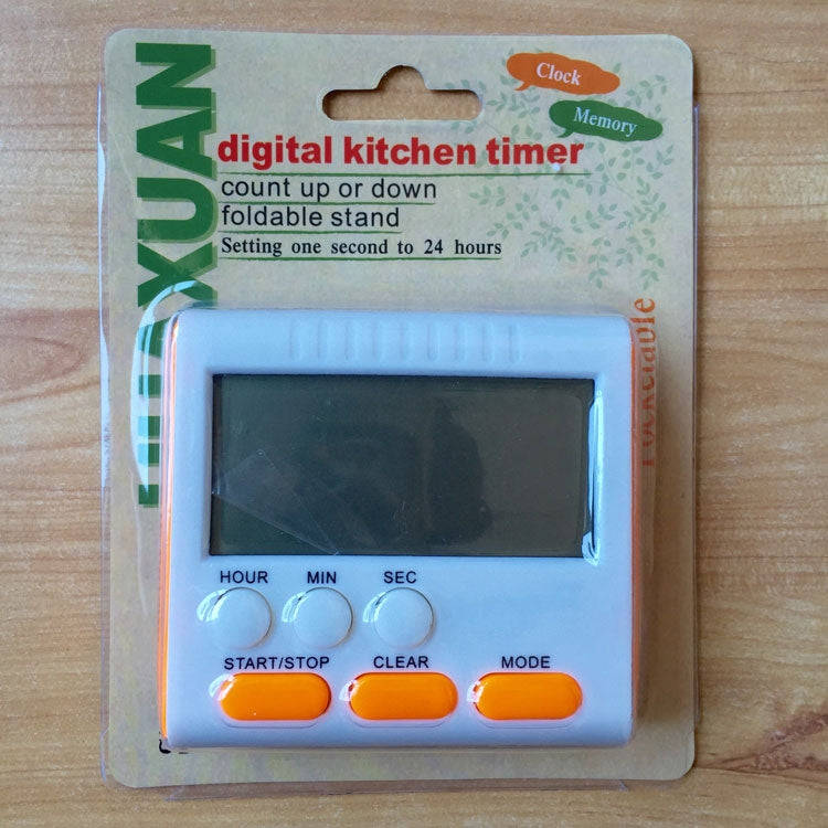 Kitchen Timer 24 Hours Digital Alarm Clock LCD Screen Magnetic Backing for Cooking Baking(Orange)