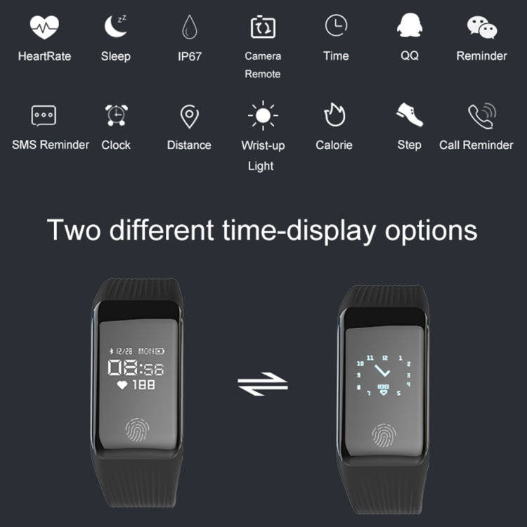 TLW B3 Fitness Tracker 0.66 inch OLED Screen Wristband Smart Bracelet, IP67 Waterproof, Support S...