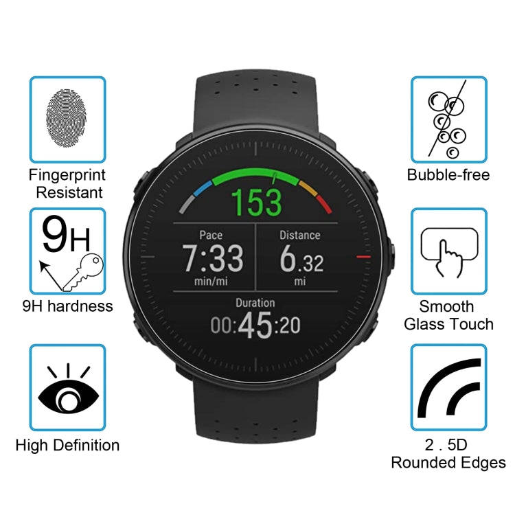 For POLAR Vantage M 0.26mm 2.5D 9H Tempered Glass Film Screen Protector