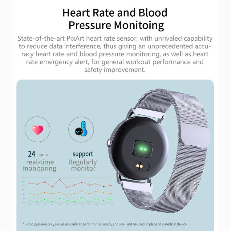 CV08C 1.0 inch TFT Color Screen Steel Watch Band Smart Bracelet, Support Call Reminder/ Heart Rat...