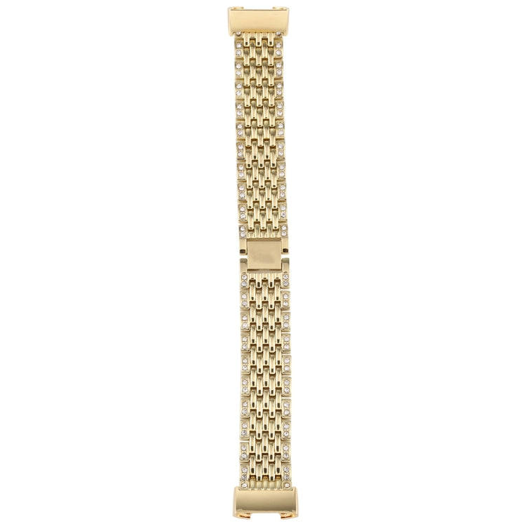 For Fitbit Charge 3 Diamond-studded Stainless Steel  Watch Band(Gold)