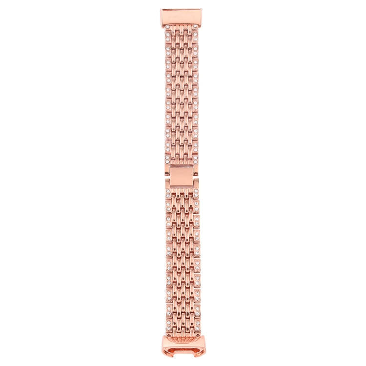 For Fitbit Charge 3 Diamond-studded Stainless Steel  Watch Band(Rose Gold)