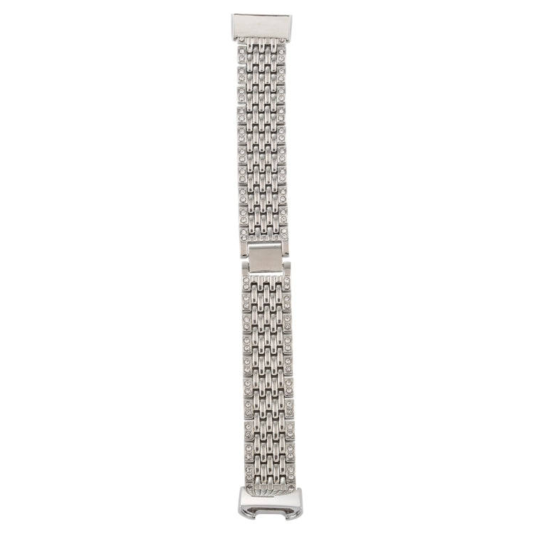 For Fitbit Charge 3 Diamond-studded Stainless Steel  Watch Band(Silver)