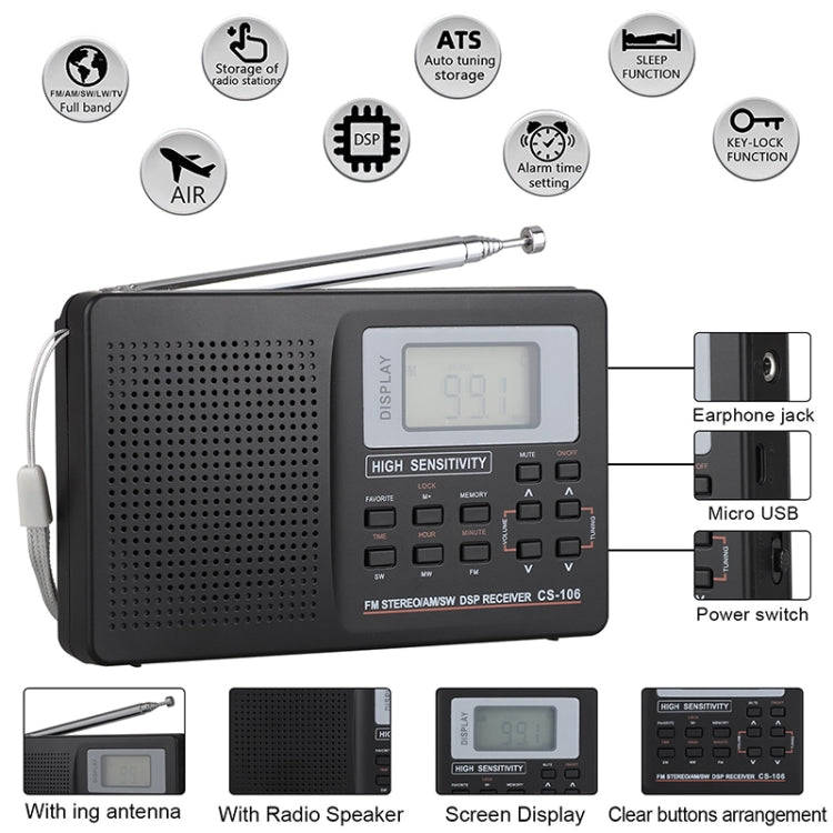 CS-106 9KHZ Multifunctional Full Band Digital Demodulation Stereo Radio Receiver