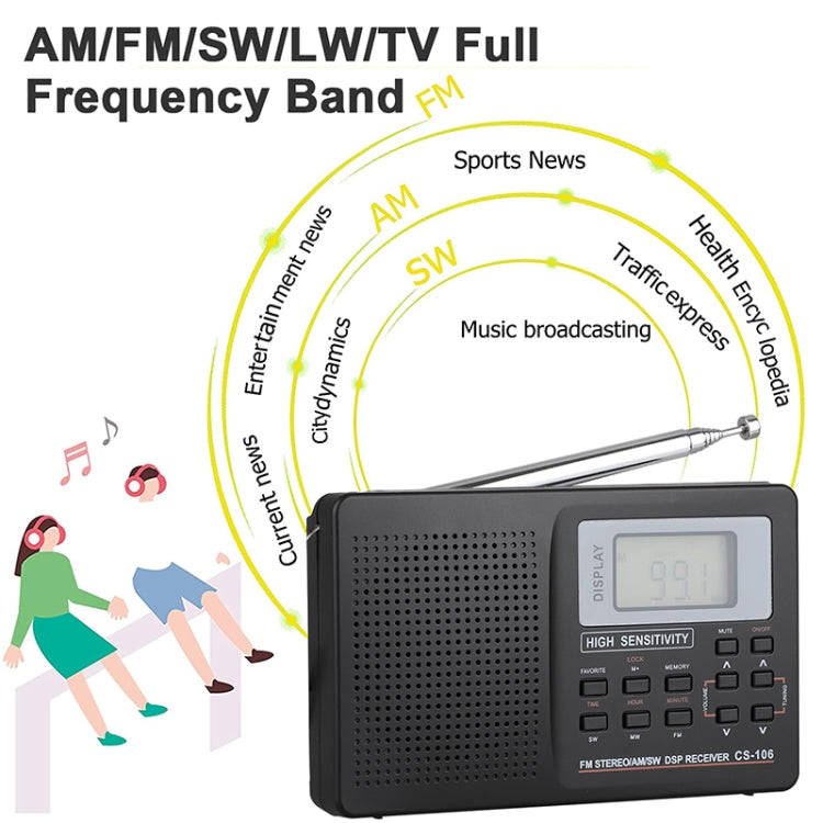 CS-106 9KHZ Multifunctional Full Band Digital Demodulation Stereo Radio Receiver