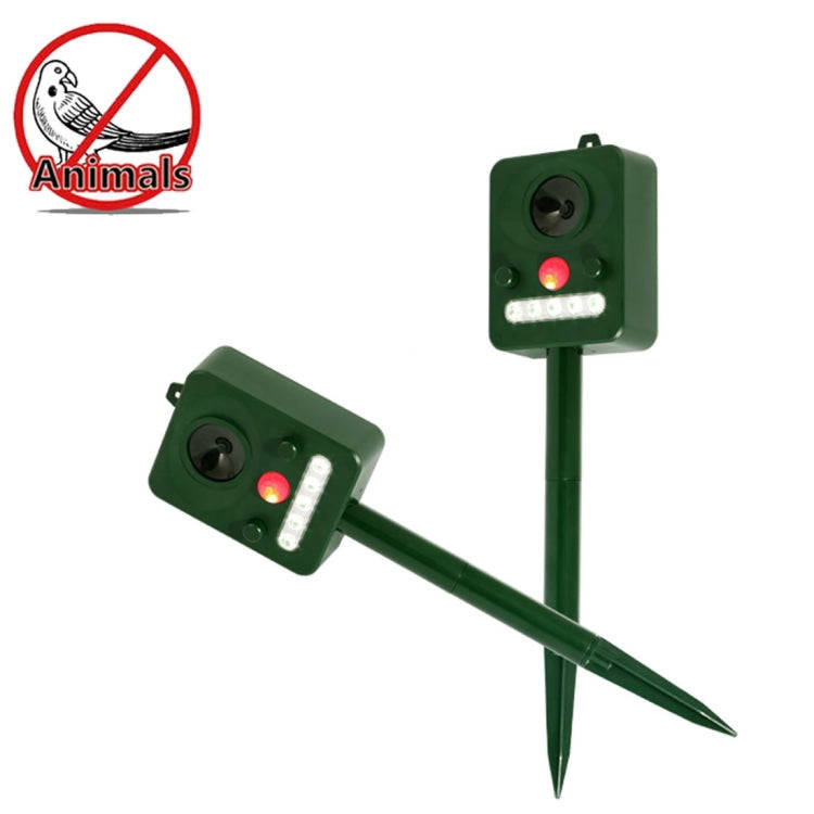 Environmental Friendly White + Red Light Solar-powered LED Ultrasonic Animal Repeller Bird Cat Do...
