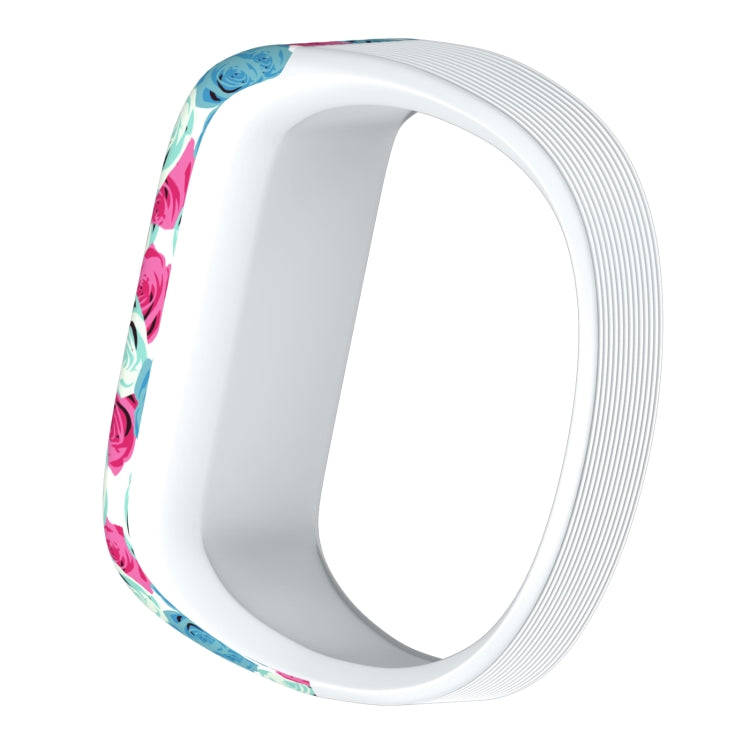Flower Pattern Silicone Sport Watch Band for Garmin Vivofit JR, Size: Small(Blue + Red)