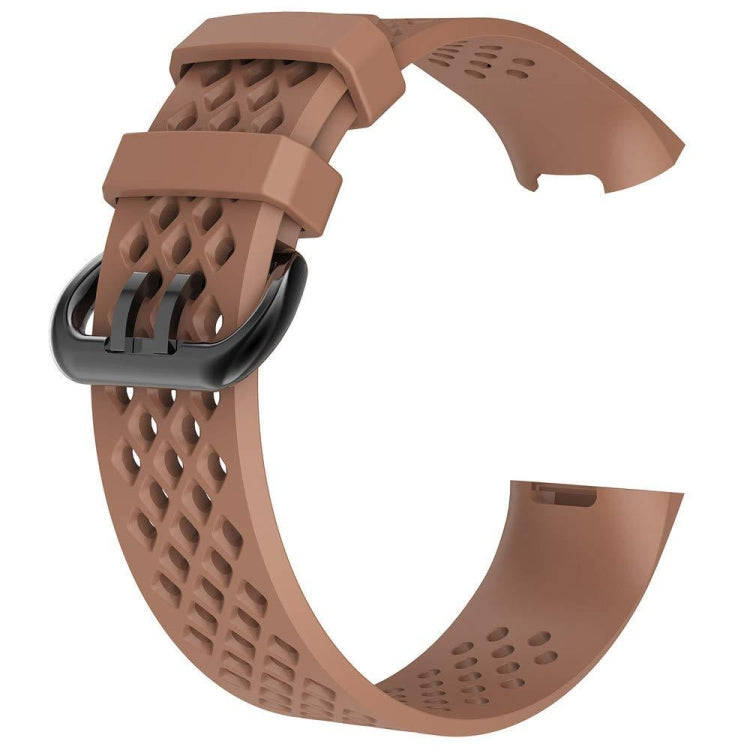 Square Hole Adjustable Sport Watch Band for FITBIT Charge 3(Coffee)