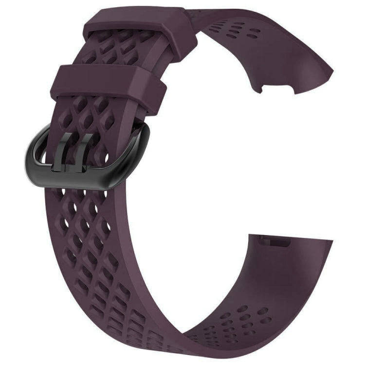 Square Hole Adjustable Sport Watch Band for FITBIT Charge 3(Dark Purple)