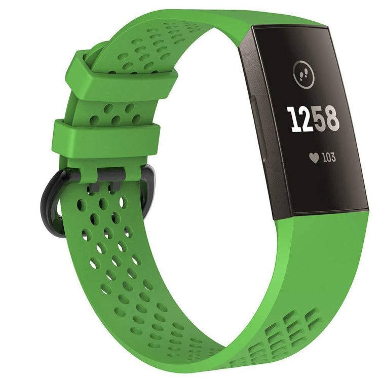 Square Hole Adjustable Sport Watch Band for FITBIT Charge 3(Green)