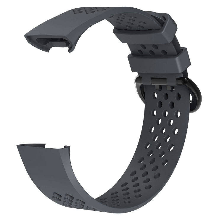 Square Hole Adjustable Sport Watch Band for FITBIT Charge 3(Navy Blue)