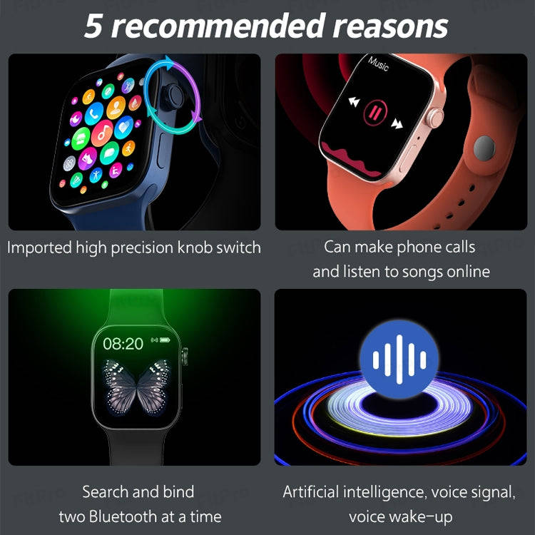 T500+MAX 1.69 inch HD Screen Smart Wristband, Support Bluetooth Calling/Heart Rate Monitoring (Ye...