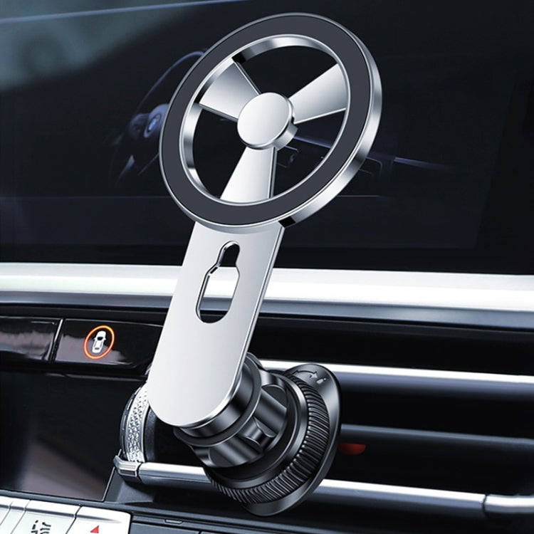 F73 MagSafe Magnetic Suction 360 Degree Rotating Car Phone Holder (Silver)
