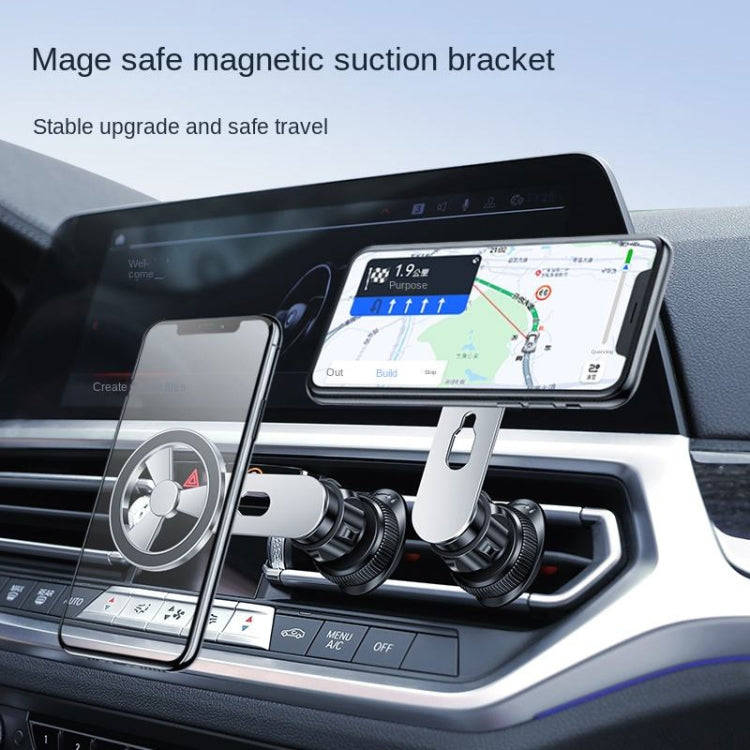 F73 MagSafe Magnetic Suction 360 Degree Rotating Car Phone Holder (Silver)
