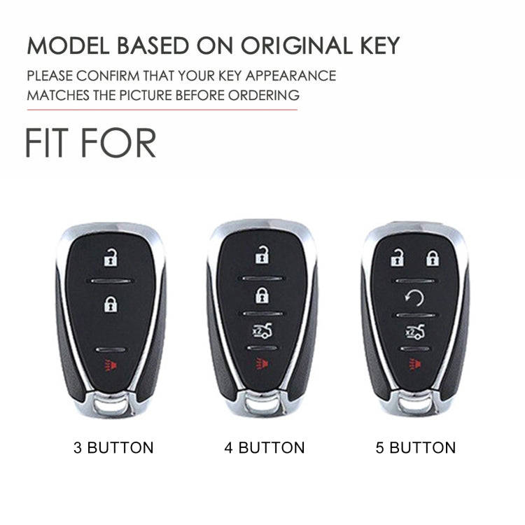 For Chevrolet 3-button Hallmo Car Cowhide Leather Key Protective Cover Key Case(Blue)