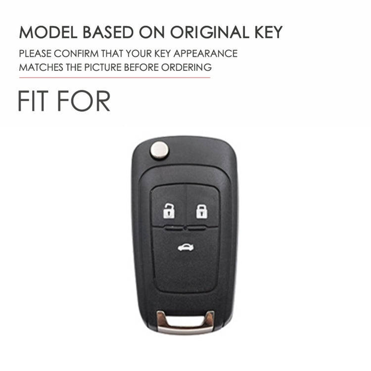 For Chevrolet Folding Hallmo Car Cowhide Leather Key Protective Cover Key Case(Blue)