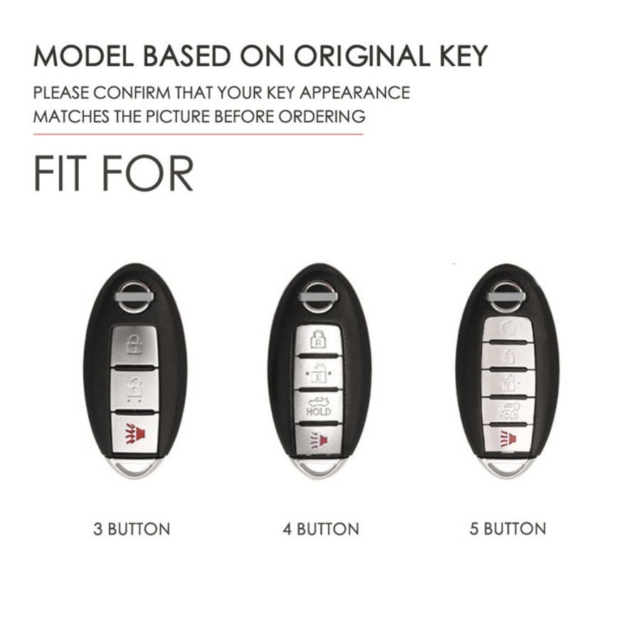 For Nissan 5-button Horn Hallmo Car Cowhide Leather Key Protective Cover Key Case(Black)