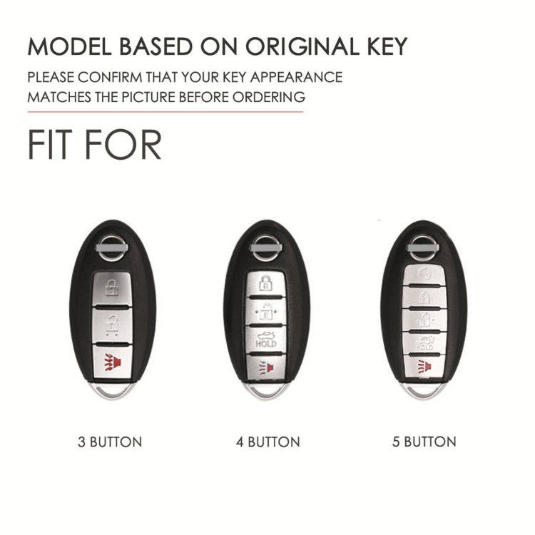 For Nissan 5-button Horn Hallmo Car Cowhide Leather Key Protective Cover Key Case(Brown)