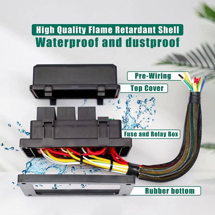 24V 5 Pin Car 6 Slots IP66 Waterproof Relay Fuse Box with Cable