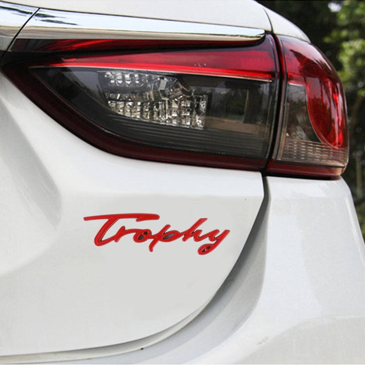 Car TROPHY Personalized Aluminum Alloy Decorative Stickers, Size: 11.5x2.5x0.35cm (Red)